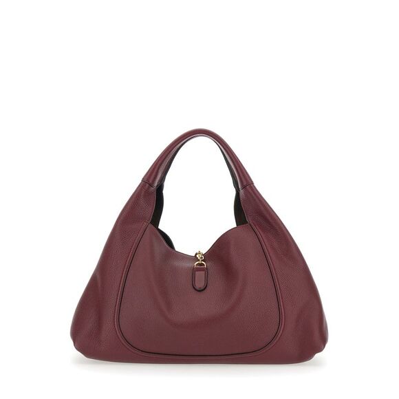 Gucci Women Bordeaux Shoulder Bag With Horsebit Closure In Grained Leather Woman - Picture 4 of 7